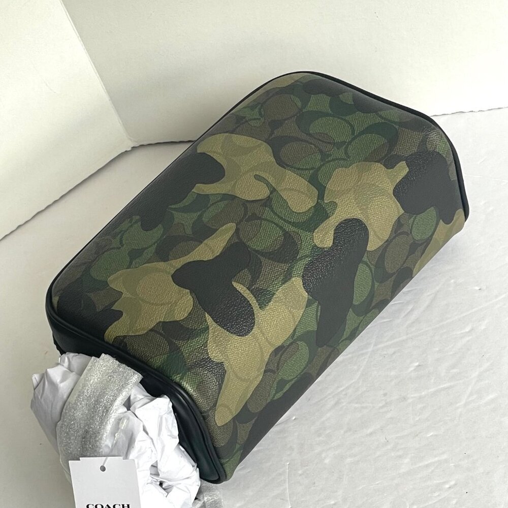 Coach Small Travel Kit Camo Print CM034 Signature Canvas Dopp Bag Toiletry Green - Picture 8 of 8